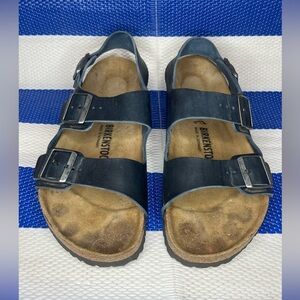 🎉✨Birkenstock Milano Oil Leather Sandals Dark Navy Insignia Blue Men's Size 10